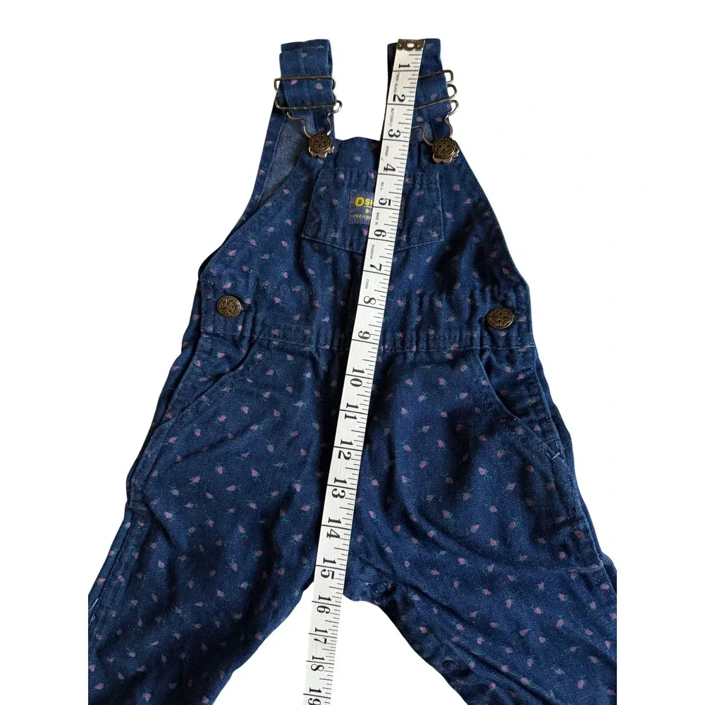 Oshkosh Floral Denim Overalls Babygirl 12 Months Bibs Cotton USA Granola Western